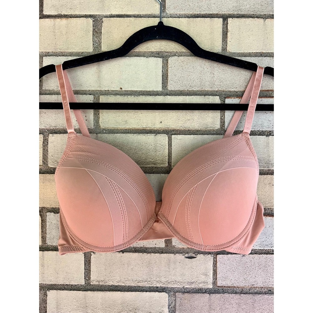 Vince Camuto Mesh Overlay Underwire T-Shirt Bra Size 38C Blush Pink Tan
